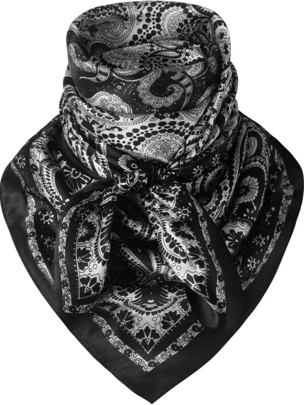 Men's Black 2 35 Inch Wild Rag Neckerchief Silk Western Bandana Neck Scarf